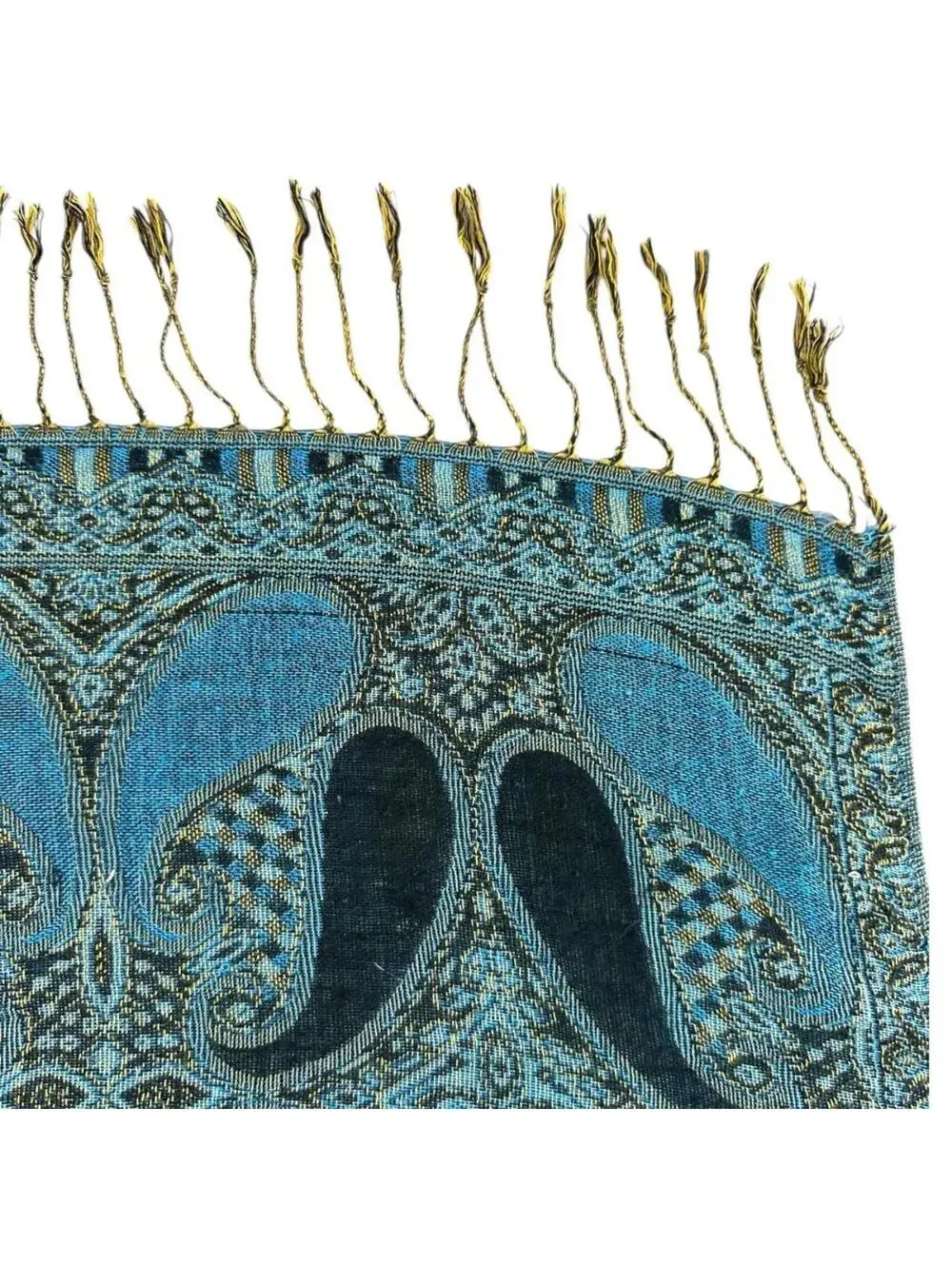 Blue‎ Green Paisley Pashmina Silk Blend Shawl Scarf Wrap